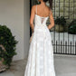 White Straps A-Line Long Party Dress Wedding Guest Dress Birthday Outfits, D528