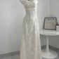 White Straps A-Line Long Party Dress Wedding Guest Dress Birthday Outfits, D528