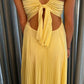 Yellow V Neck Straps A-Line Pleated Long Party Dress Wedding Guest Dress, D530