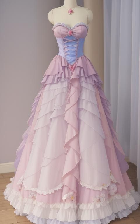 Fairy Pink A-Line Ruffles Princess Long Party Dress Birthday Party Dress, D534