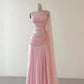 Pink One Shoulder A-Line Beading Chiffon Long Party Dress Formal Prom Dress, D649