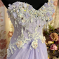 Light Lilac Sweetheart Beading Chiffon Vintage Long Party Dress Evening Dress, D652