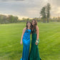 Green V Neck Backless Mermaid Satin Long Prom Dress Formal Party Dress, D664