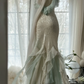 Gorgeous Straps Beading Ruffles Mermaid Long Prom Dress Vintage Party Dress, D725