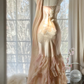 Light Pink Straps Mermaid Tiered Beaing Vintage Long Party Dress Evening Gown, D732