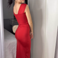 Red Mermaid Slit Prom Dress Satin Formal Party Dress, MD7985