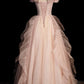 Pink Off Shoulder A-Line Tulle Long Formal Party Gown Prom Dress MD7794