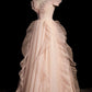 Pink Off Shoulder A-Line Tulle Long Formal Party Gown Prom Dress MD7794