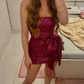 Fuchsia Strapless Sheath Short Party Dress Homecoming Dress MD7806