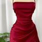 Wine Red Straps Sheath Satin Short Party Dress Homecoming Dress, MD7873