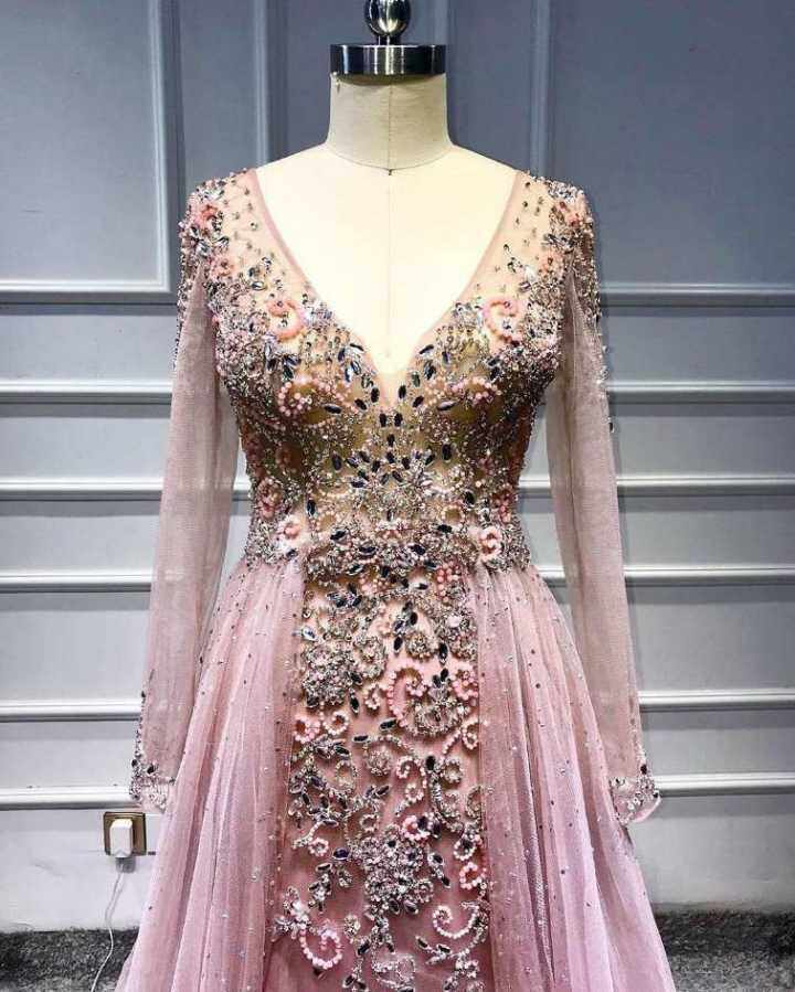 Gorgeous Pink Beaded Long Prom Dress  M963
