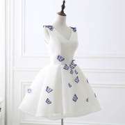 Cute White and Butterfly Short Homecoming Dress M1005