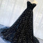Black tulle long prom dress black evening dress  M668