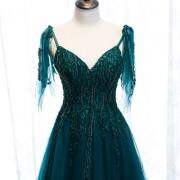 Princess Dark Green Lace Beaded Formal Dress M985