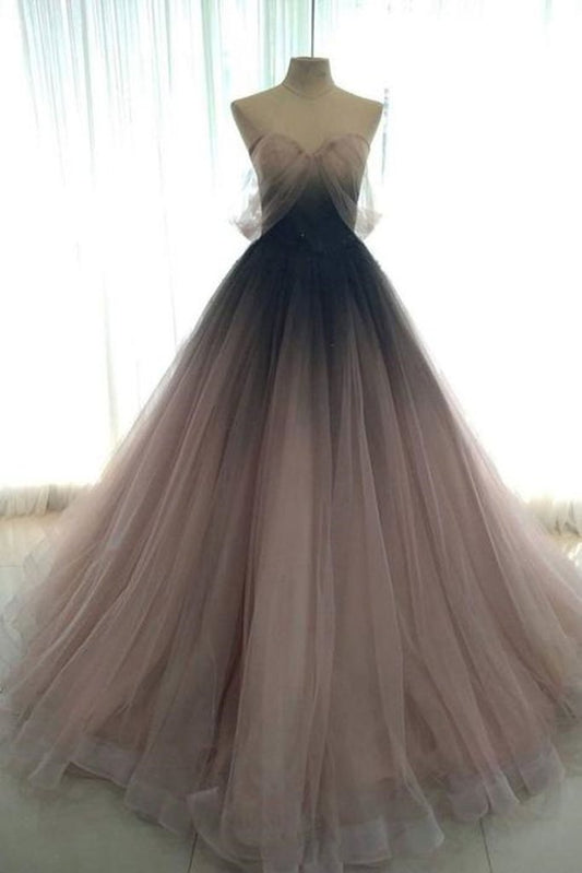 Sweetheart Neck Open Back Ombre Long Prom Dress, Ombre Formal Evening Dress M2678