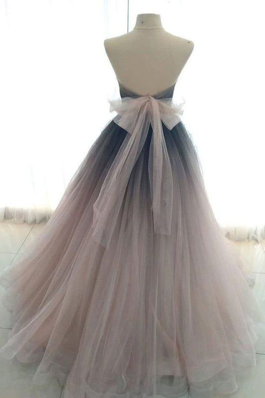 Sweetheart Neck Open Back Ombre Long Prom Dress, Ombre Formal Evening Dress M2678