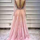 Gorgeous Pink Beaded Long Prom Dress  M963