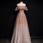 Glitter Off The Shoulder A-line Long Ombre Prom Dresses Chic Prom Gowns M1981