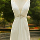 Charming V-Neck Long Chiffon Beach Wedding Dress M1352