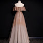 Glitter Off The Shoulder A-line Long Ombre Prom Dresses Chic Prom Gowns M1981