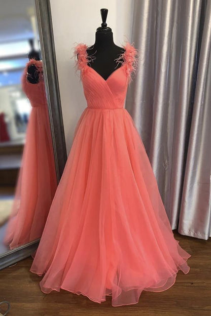 Cute tulle long A line prom dress evening dress M2059