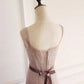 Light Lavender Square Neck Sequins Long Formal Dress with Belt  M913