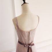 Light Lavender Square Neck Sequins Long Formal Dress with Belt  M913