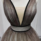 A line v neck tulle long prom dress evening dress M574
