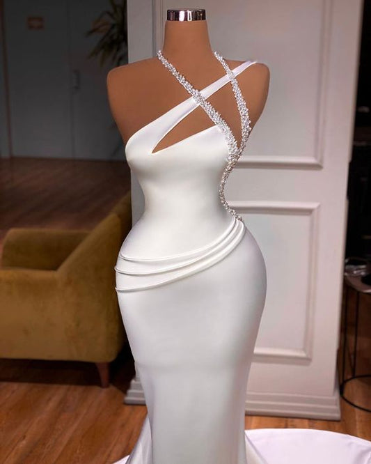 Vintage Spaghetti Strap Mermaid Wedding Dress,MD6636