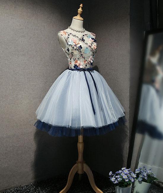 Cute round neck tulle short prom dress, homecoming dress M4871