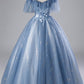 Blue tulle lace long ball gown dress formal dress M2131