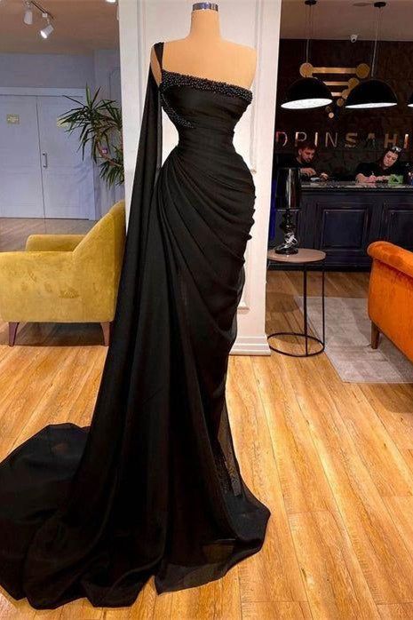 Elegant Black Split Mermaid Beading Prom Dresses,EV3752