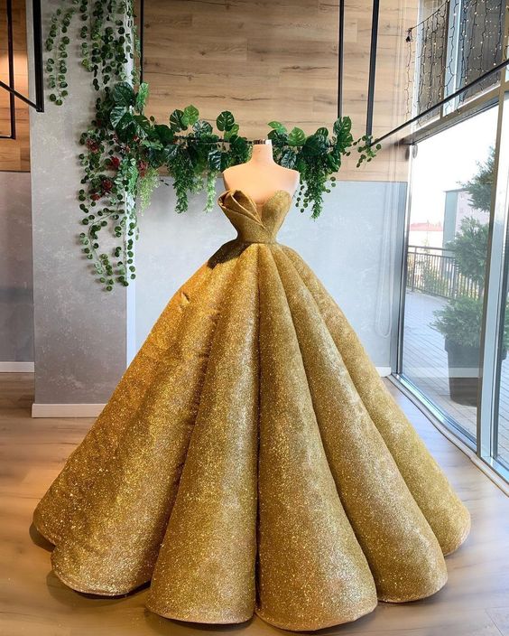 Long Wedding Dresses, gold Prom Formal Evening Dresses,MD6578