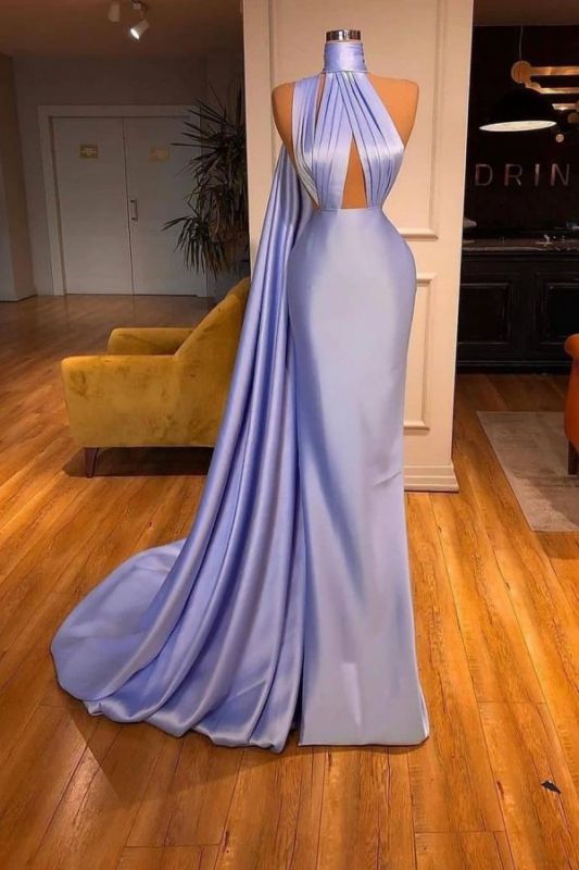 Charming Lilac One-shoulder Mermaid Long Prom Dresses Satin Sleveless Party Dress M5569