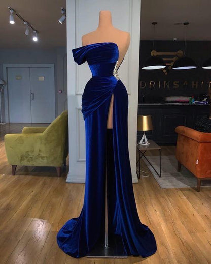Blue long prom dress evening dress M4925