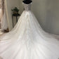 White sweetheart tulle lace applique long prom dress, wedding dress M4849