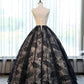 Unique lace round neck lace long prom dress, lace evening dress M4876