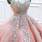 Beautiful Luxury Pink Princess Wedding Dress Made to Order, Unique Beaded Pink Princess Bridal Gown For A Fairy Tail Wedding,BD54824