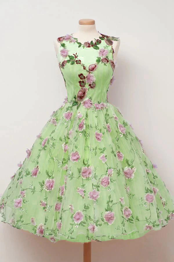 Floral Dress Short Prom Dress Heart Layered Tulle Ball Gown Puffy 3D Flowers Birthday Dress Handmade Pretty Homecoming Dress,MD7089